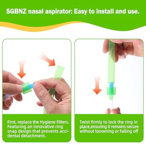 Image of Nasal Aspirator for Baby with 30 Hygiene Filters 0-12 Months, Compact Size, Baby No Bulky Feel Reusable Infant Nose Cleaner, Easy to Use and Clean, Portable for Both Travel and Home Use-Green