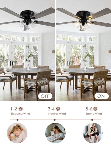 Image of 52 Inch Vintage Ceiling Fan with Light and Remote Control