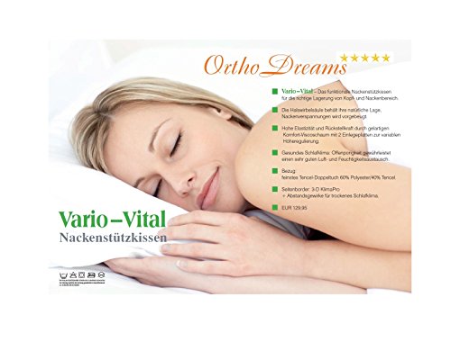 Vario Vital Nackenkissen Kopfkissen Ortho Dreams Visco Gelschaum entspannter Nacken bequemes Kissen Allergiker geeignet - individuell einstellbar Höhe und Härtegrad