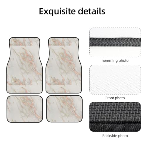 Alfombrillas de coche antideslizantes de neopreno, juego de 4 piezas mármol oro rosa 3