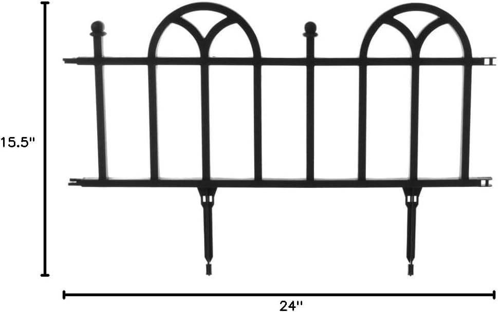 4-Piece Lawn and Flower Bed Edging - Modular No-Dig Plastic Fencing for Garden Border - Interlocking Fence for Landscaping by Pure Garden (Black)