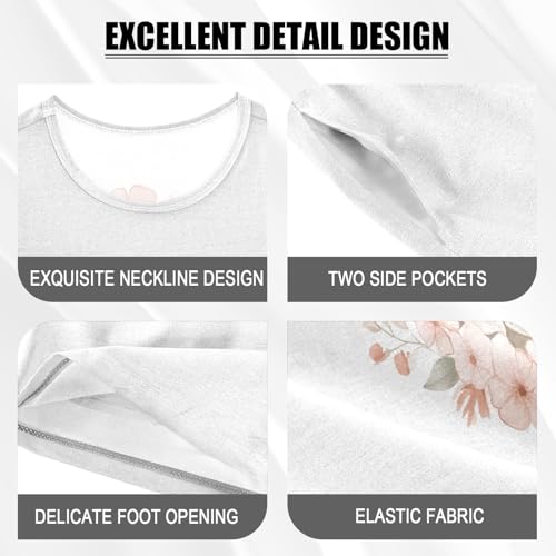 Floral Elephant Portrait Blush Pajama Set Short Sleeve Pajamas Shorts Sets Cotton Soft Loungewear Sleepwear 5Y4