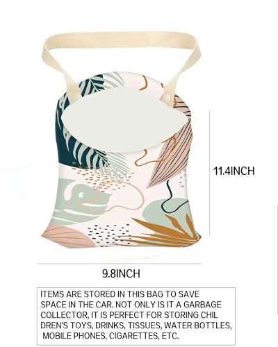Image of Car Garbage Can, Hanging Car Trash Can for Back Seat Organizer, Boho Leaf