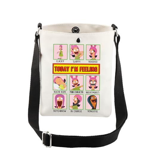 AKTAP Bobs Family Inspired Gifts Today Im Feeling Louise Belcher Crossbody Bag Cartoon TV Show Merch Louise Fan Strap Bag (CB Louise Belcher CB-HT)