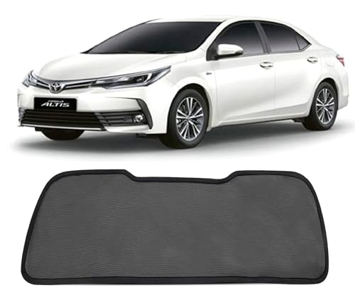 Image of Autofact Dicky Curtain for Altis 2015-2018 | Custom Fit Rear Windshield Sunshade | Foldable Mesh | Privacy & Cooling Car Accessory | Car Rear Sun Shade UV Block Easy Install Durable Black Mesh