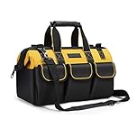 17-Inch Tool Bag Organiser, 43×17×25 cm, Muti-Purpose Wide Open Mouth Tool Storage Bag with Adjustable Shoulder Strap Tool Bag Organizer for Home DIY & Equipment Storage with Shoulder Strap