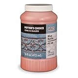 AMACO Potter's Choice PC-20 Blue Rutile High Fire Glaze Pint, 16 oz. (473 mL), Layerable Mid-High Fire Cone 5-6 (PC) Liquid Ceramic Pottery Glaze for Bisque