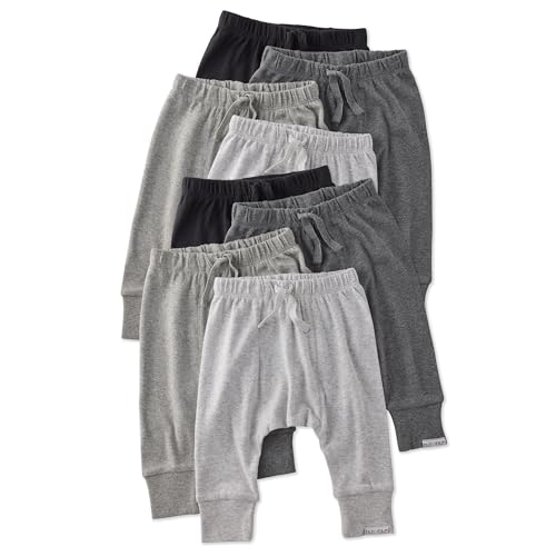 Image of Butterblu Unisex-Baby Jordan 8-Pack Jogger Pants 100% Organic Cotton Bottoms for Boys & Girls