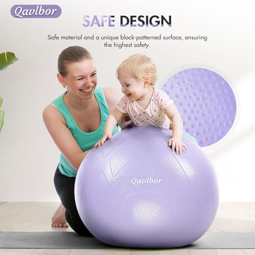 Image of Yoga Ball Pregnancy Ball, 1.7mm Extra Thick Birthing Ball for Pregnancy, 600LB Anti-Burst Exercise Ball for Fitness, Balance, Physical Therapy, Non-Slip Stabil-ity Ball with Bump