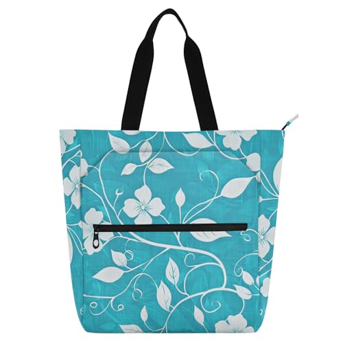 Bolsa de mano para niñas y mujeres con flores blancas de tela