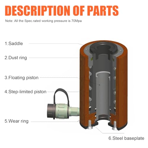 Image of HZLZRZ 30T Hydraulic Cylinder Jack Hollow Single Acting Hydraulic Ram Cylinder, Hydraulic Lifting Cylinders 2 inch(50mm) and Porta Power Kit(RCH-302)