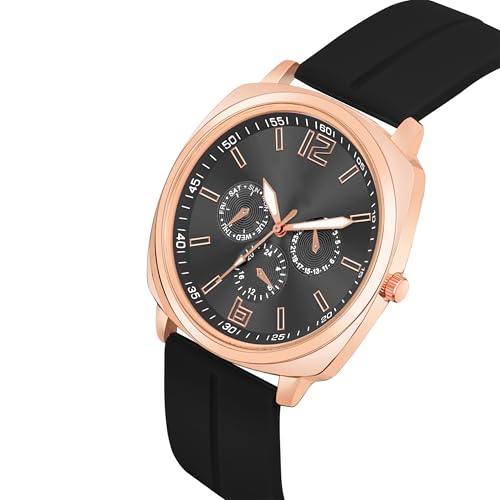 Image of styledose Minimalist dial Softest Adjustable Silicon Belt Quartz Analog Date Display Wrist Watch for Men