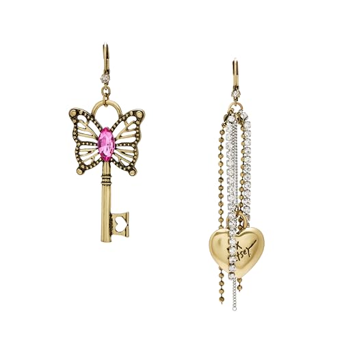 Betsey Johnson Women's Boho Butterfly Lock & Key Earrings