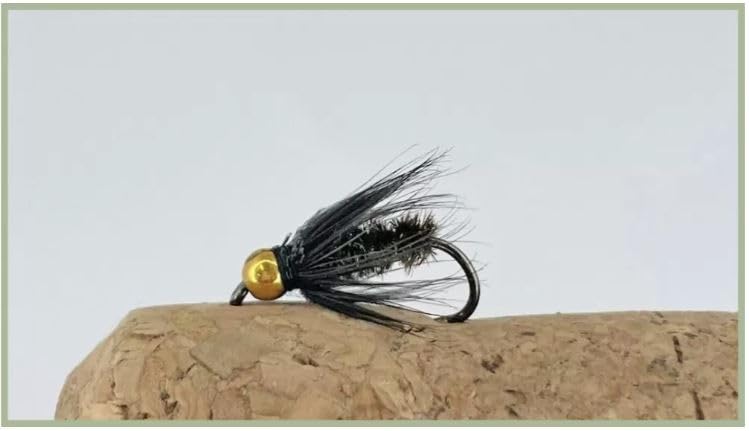 Goldhead Black and Peacock Trout Flies, Gold Bead Nymph Flies, Barbless, Choice of size and quantity, Sinking Flies (3, 12)