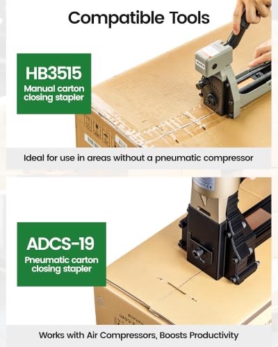 Image of meite Carton Closing Staples 1-3 /8 inch Wide Crown 5 /8 inch Leg 2,000PCS x 10 Boxes | Copper-Coated 16 Gauge Carton Staples for Pneumatic or Manual Box Stapler Gun - Cardboard Closer Packaging