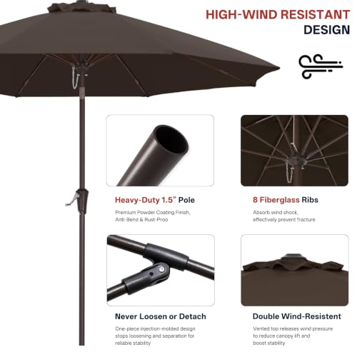 Image of ABCCANOPY 11FT Patio Umbrella Outdoor 8 Ribs Table Umbrella(Brown) | Fade & UV Resistant Fabric,8 Fiberglass Ribs,Smooth Crank System,Wind Resistance,Great for Patio,Backyard,Garden,Deck
