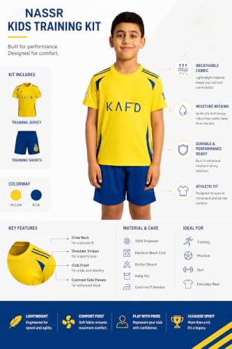 Image of Yellow /Blue Football Jersey Set for Boys & Girls (Jersey + Shorts) Yellow /Blue