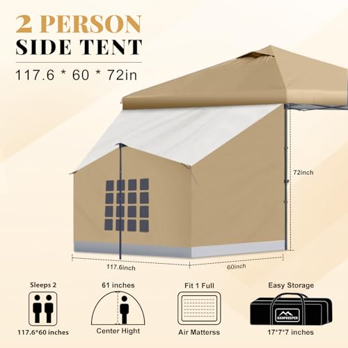 Image of KAMPKEEPER Side Tent,1 /2 Person Camping Tent for 10' x 10' Pop Up Canopy