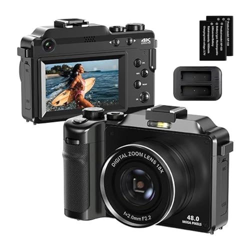 ^CvXJ 4K 48MP fW^ʐ^J EFuJ Vinta Vlog rfIR[_[ Y[rfIJ DIY VF ʐ^  A(With 32G Card,2 Batteries)