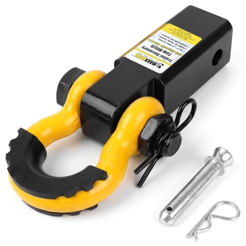 Image of MaxxHaul 51228 15,000 lb Capacity Hitch Mount Trailer Recovery Shackle Tow Hitch with Magnetic 3 /4 inch D-Ring Shackle for 2 inch Receiver with 2 inch Solid Shank for Off-Road Operation
