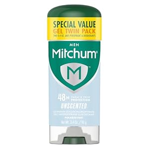 Mitchum Men’s Triple Odor Protection Antiperspirant & Deodorant Gel, Unscented, 48HR Protection, 2 pack