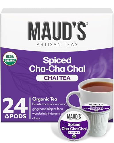 Image of Maud's Organic Chai Tea Pods, 24ct, 100% Gourmet Blended Tea | Gourmet Blended Tea Leaves in Single Serve Tea Pods - Compatible with Keurig Coffee Makers