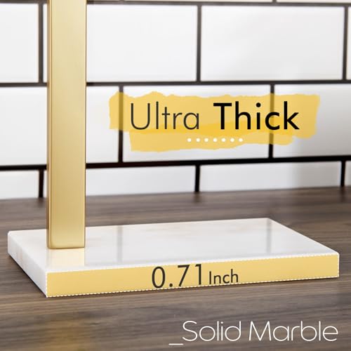 Image of KOKOSIRI Hand Towel Rack Standing Towel Bar with Steady Marble Base for Bathroom Vanity Countertop, Brushed Gold Stainless Steel 15.7'' Height THS0006-BG