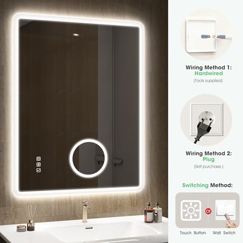S'bagno 60x80cm Bluetooth Bathroom-Mirror-with-LED-Lights,5x Magnifier - Image 8
