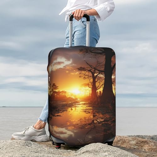 Luggage Cover Elastic Washable Suitcase Cover Dustproof Suitcase Protector Personalized Dead Trees At Dusk Travel Luggage Baggage Covers For 18-32 Inch, Large, Black2