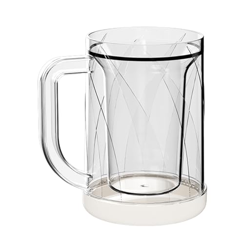 Tazas para congelador, taza de congelador de doble pared con mango de agarre cómodo, taza de vidrio esmerilado congelable con capa intermedia congelable, taza de congelador para café, té, jugo de