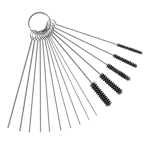 Carburetor Carbon Dirt Jet Remove Cleaner, 10 Cleaning Needles + 5 Nylon Brushes Tool Kit for Motorcycle ATV Moped Welder Carb Chainsaw Spray Guns Torch Tips