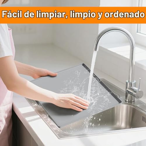 Miniatura 7 de Alfombrilla De Silicona Para Frigorífico Con Borde Elevado, Alfombrilla De Protección Para El Suelo Para Frigorífico, Antibacteriana, Alfombrilla Para El Suelo, Protección Contra Fugas, Gris