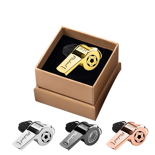 Eiennoai Fischietto Personalizzato con Nome per Allenatore, Fischietto Sportivo in Acciaio Inossidabile con Lanyard – Regalo per Allenatore, Arbitro, Insegnante