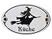 Produktbild Türschild Hexenküche Emaille Schild Jugendstil 7 x 10,5 cm oval Emailschild oval weiß (ohne Holzrahmen)