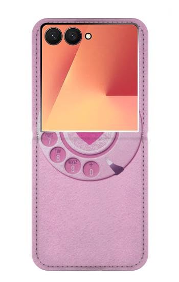 Étui Rose Samsung Z Flip 7 Housse Cuir Retro Rotary Phone Cadeau Idéal Vintage pour Femme