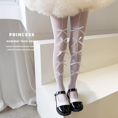 1-13 Years Baby Girl Tights Cute Little Girls Fishnet Pantyhose Mesh Bows Stockings Leggings Baby Girl Outfit2