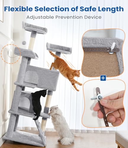 Torre para gatos 56 in con varios niveles y percha espaciosa miniatura 6