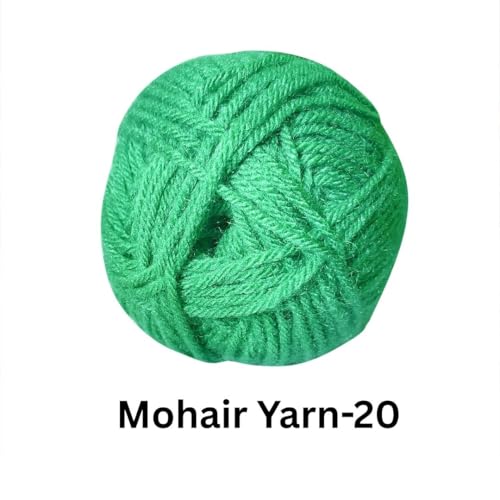 Image of VCR Mohair Nylon Jade Green Yarn, 100 Grams Hank, 196 Meters Length, Acrylic 75%, Mohair Nylon 25%, Pack of 1 Yarn, Soft Crosia Threads, Suitable for Winter Garments.
