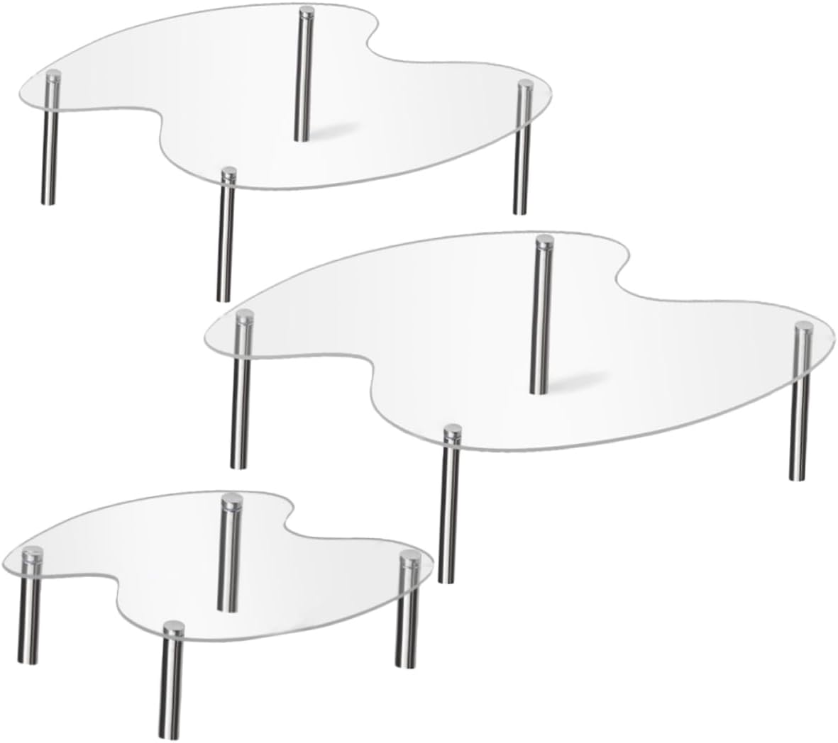 Cabilock 3Pcs Transparent Acrylic Display Stand for Desserts Perfumes Collectibles Stackable Organizer for Party Wedding Home Use Versatile Cake Figurine Holder