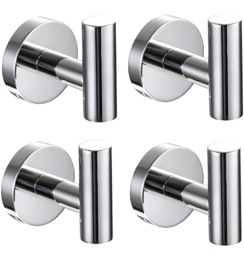 YUET 4 Pcs Bathroom Towel Hook,Screw in Metal Coat Hooks, Heavy Duty 10kg Capacity