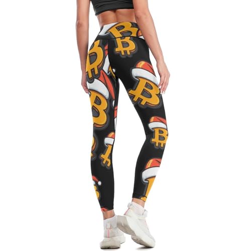 Bitcoin in Christmas Women's High Waisted Yoga Leggings Soft Tummy Control Pants for Running Gym Daily - Image 4