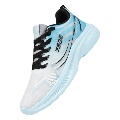 Scarpe da ginnastica da uomo, extra large, alla caviglia, traspiranti, in rete, per il tempo libero, ammortizzate, antiscivolo, comode e alla moda, Celeste., 43 EU