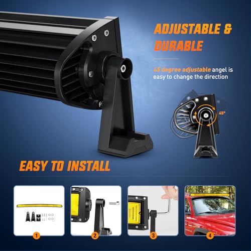Image of Nilight 52 Inch LED Light Bar 783 LED Chips Curved Triple Row Fog Light Yellow Beam Spot Flood Combo High Power LED Driving Lights Off Road Lights for Trucks SUV UTV ATV Truck Van 4x4 Boat