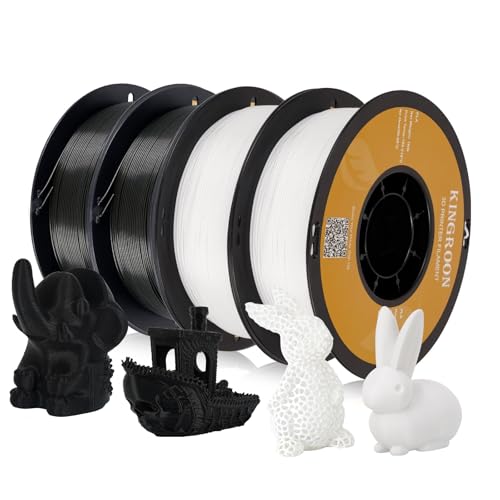 Image of Kingroon PLA 3D Printer Filament, Dimensional Accuracy + /- 0.02 mm, 4kg Spool(8.8lbs), 1.75 mm，4KG 2White+2Black