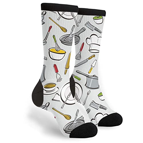 Jedenkuku Chef Kitchen Tool Spatula Spoon Novelty Fun Crew Socks Fashion Comfortable Men'S And Women'S Socks