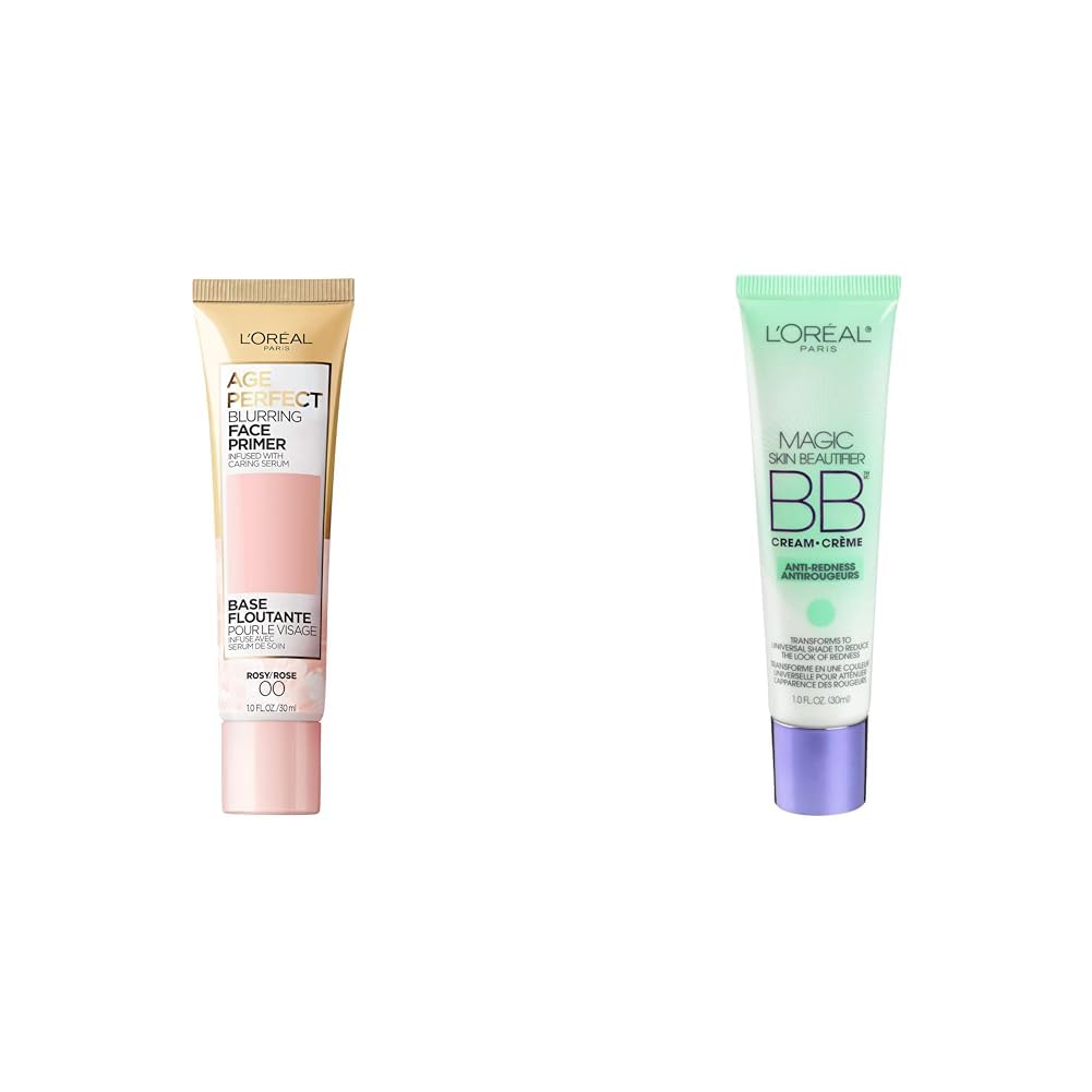 L'Oreal Paris Age Perfect Face Primer and Magic Skin Beautifier BB Cream Tinted Moisturizer with Color Transforming Pigments, 1 fl oz Makeup Primer + BB cream 1 fl oz