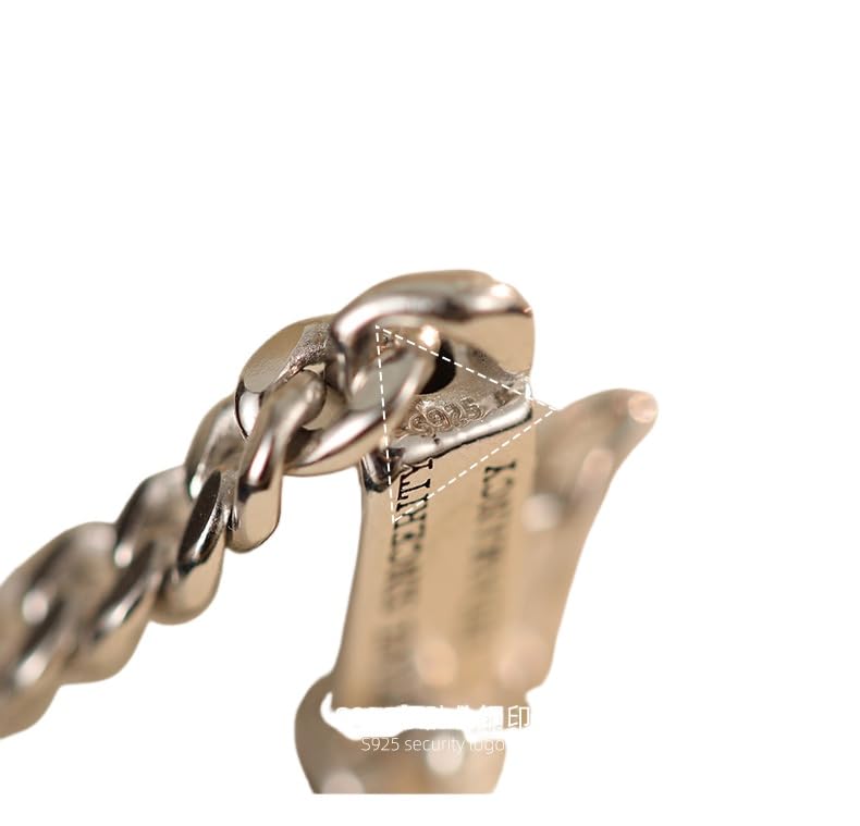 Genérico Pulsera De Plata，Pulsera Con Hebilla Cuadrada De Plata De Ley 925 Versátil Y Con Personalidad De Moda, Joyería Energética Para Mujeres Y Hombres De 18 Cm.