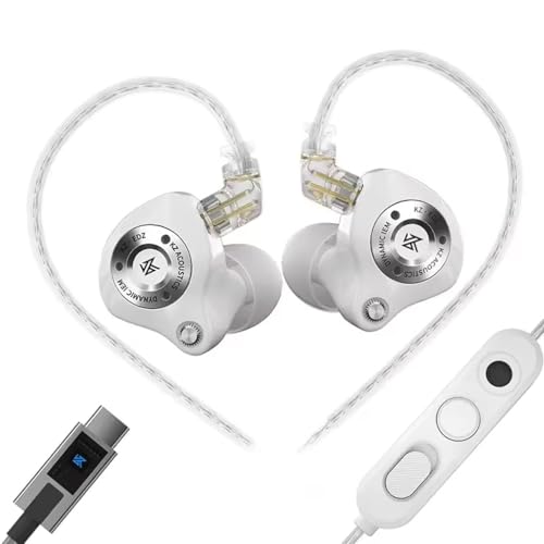 Image of KZ EDZ in-Ear Monitor Wired Earphone with Ultra-Wide Frequency Dynamic Driver, Dual-Stage Damping, Ultra-Stroke Bass, Pro-Grade Dual-Mic Silver-Plated Cable, Detachable 0.75mm 2-Pin (Type-C)