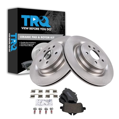 Image of TRQ Rear Brake Pad & Rotor Set Ceramic Compatible with 2013-2015 Mercedes-Benz ML350 2014 ML550 2015 ML400 2016 GLE300d 2016-2018 GLE350 2016-2017 GLE400 2016 GLE450 AMG 2017-2018 GLE43 AMG GLE550e