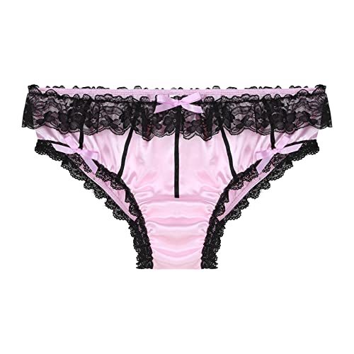 Men's Feminine Panties Silky Satin Thong Sissy Knickers Panties French Maid Crossdress Briefs